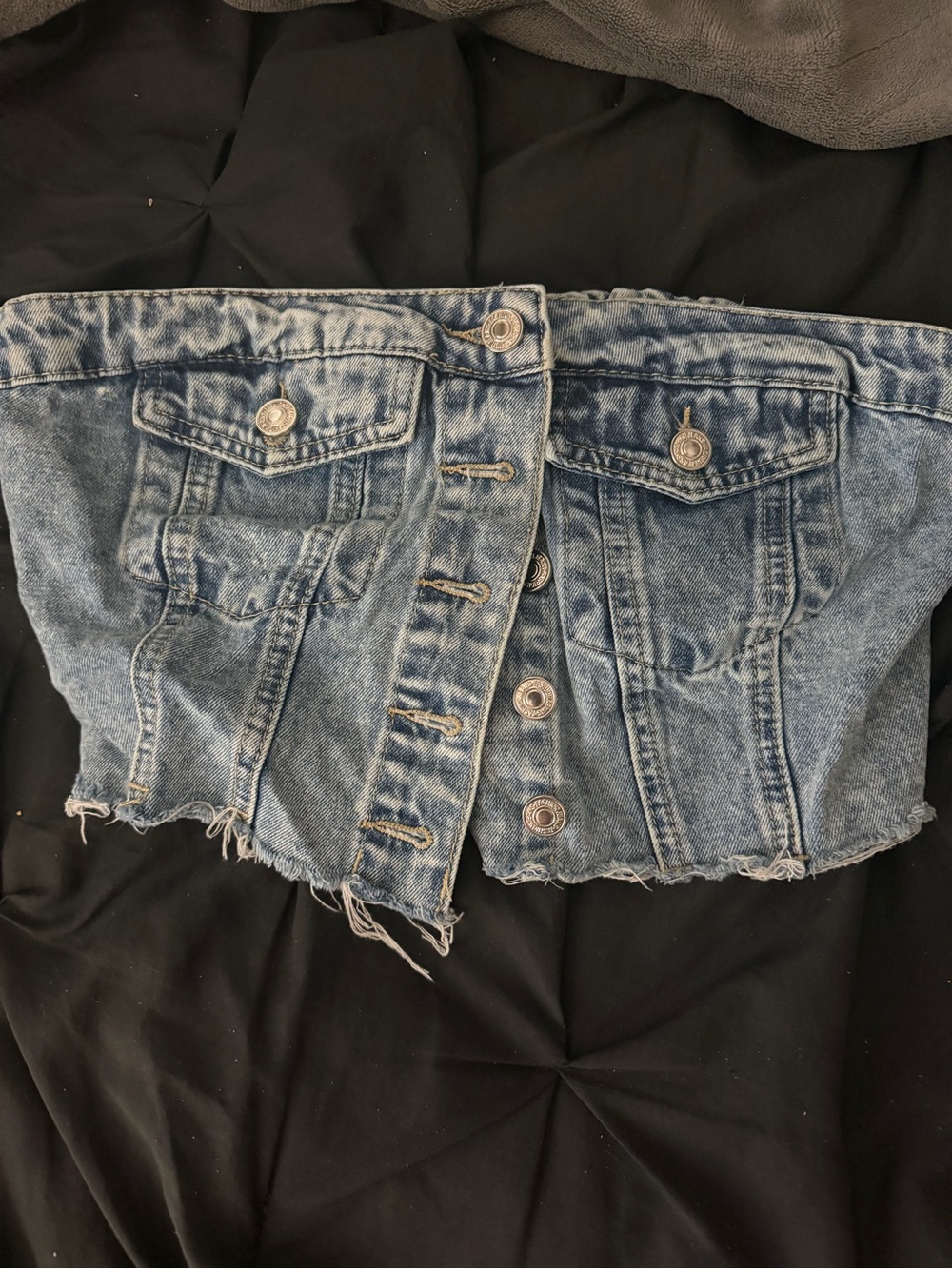 Denim Corset Tube Top | Acid Wash Denim